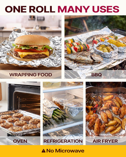 Katbite Aluminum Foil Roll 2 Pack, 12 in x 150 sq ft Each, Food Safe Heavy Duty Tin Foil Wrap with Easy Cutter