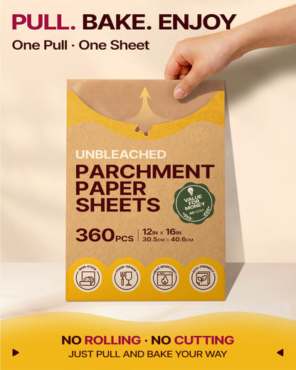 Katbite Parchment Paper Sheets, 360 Count, 12 x 16 in, Precut Unbleached Heavy Duty Nonstick Baking Paper
