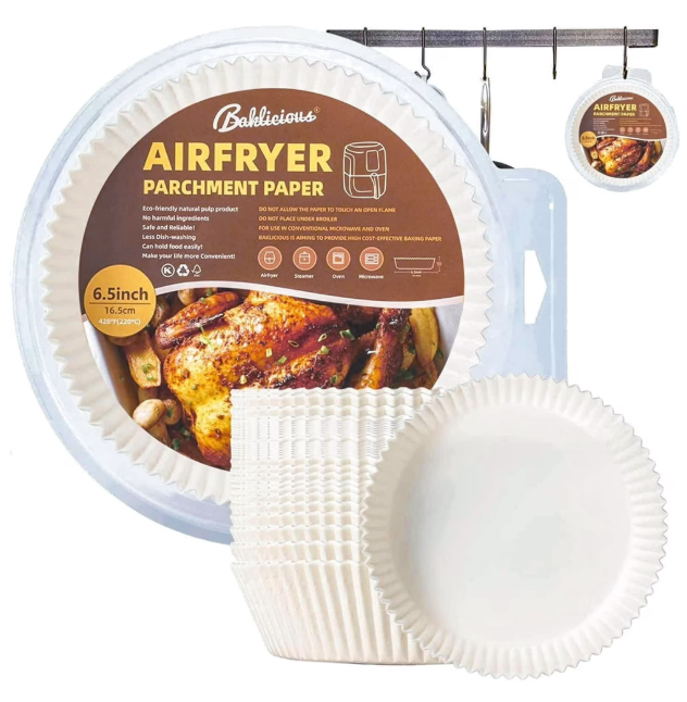 Baklicious Air Fryer Liners, 120 pack, Round 6.5 inch, Food Grade Parchment Paper